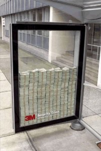 Propaganda de vidro blindado da 3M
